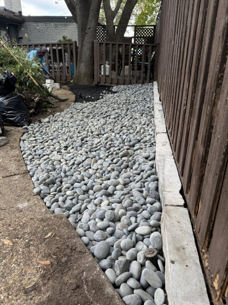 River Rock Erosion Control Dallas Drainage Pros