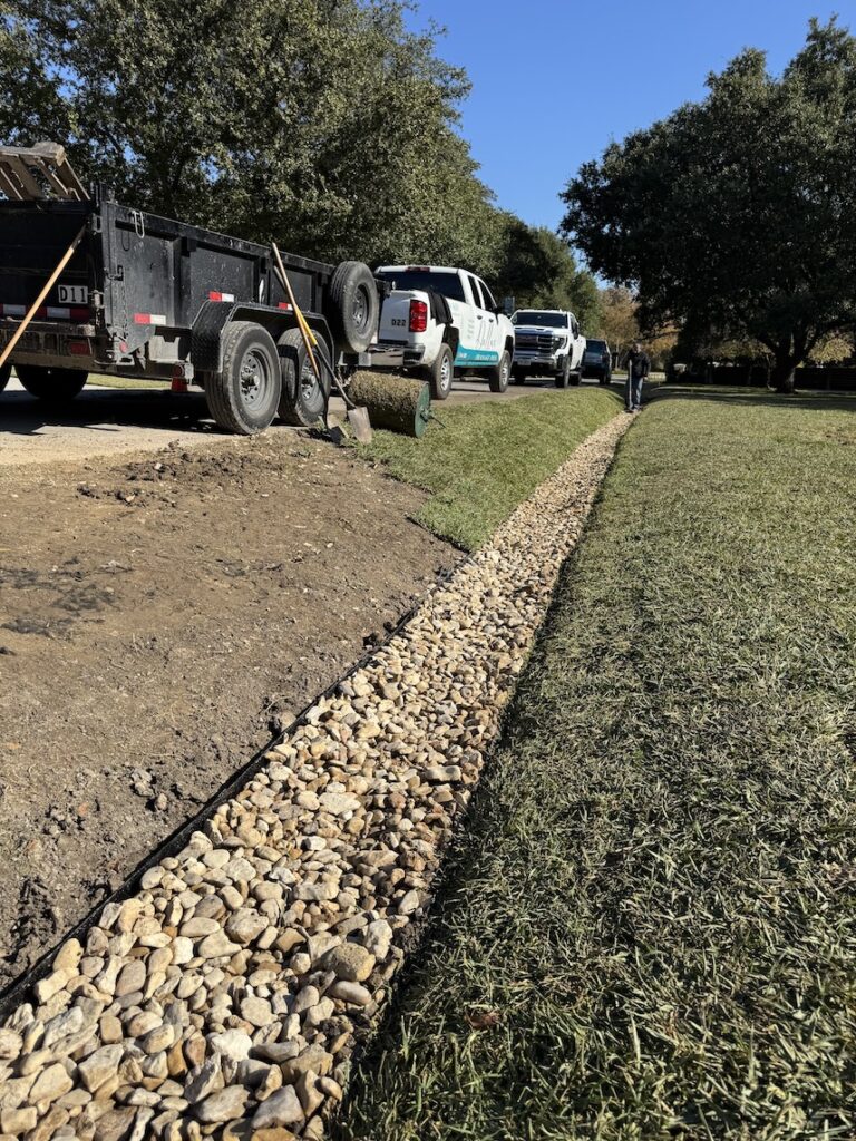 Drainage Ditch with Dry Creek Bed Dallas Drainage Pros