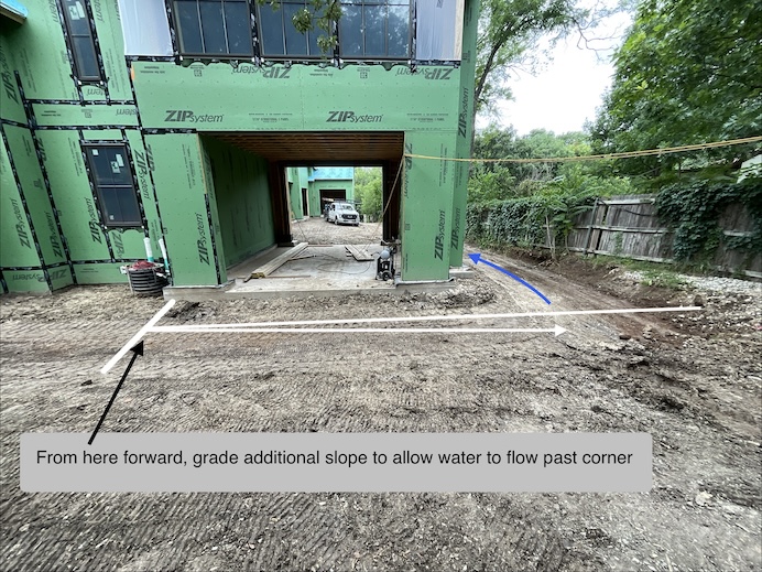 Grade work design detail - regrading for natural positive slope